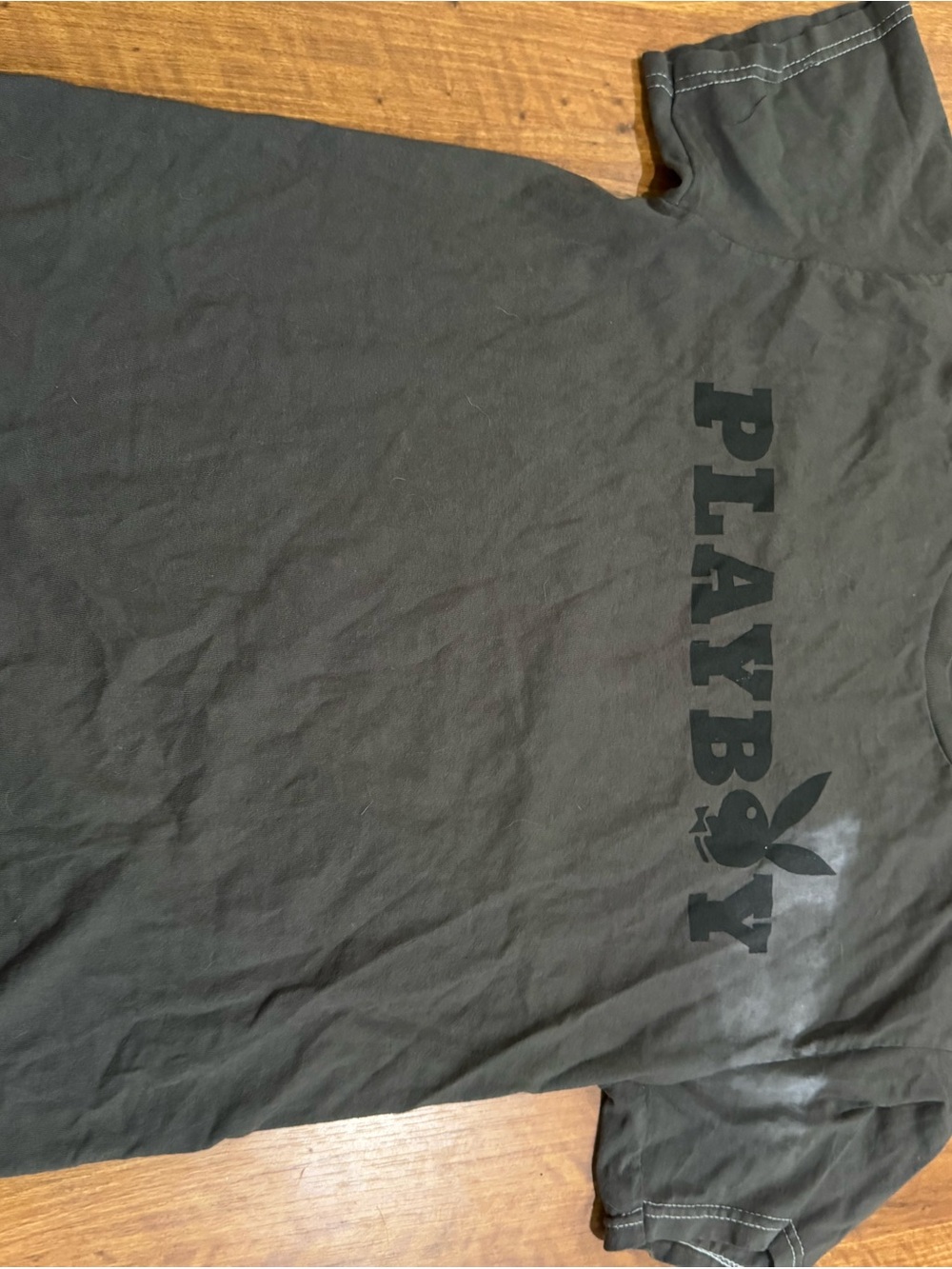 PLAYBOY Unisex Olive Green Short Sleeve Tee with Black Logo